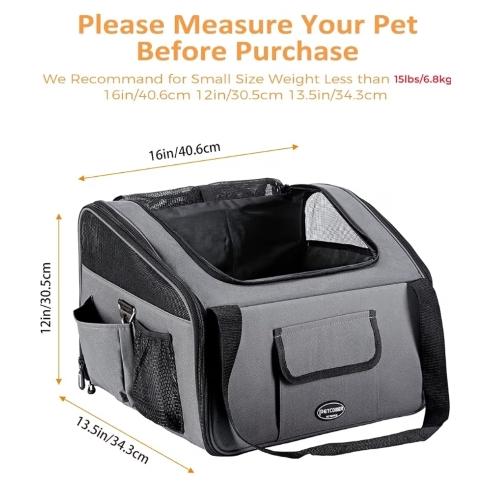 Gray Pet Carrier with Black Straps - Picture 2 of 11